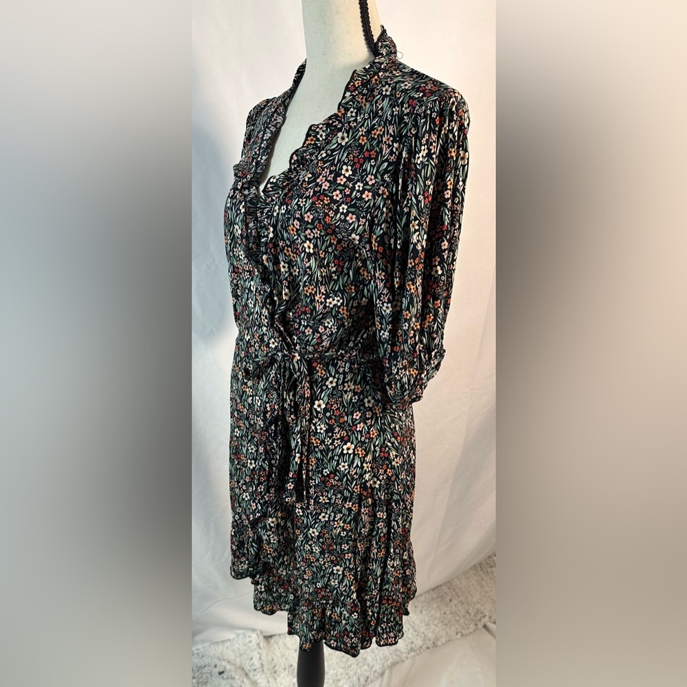 Topshop Floral Midi Dress - Black and Red - Picture 4 of 10